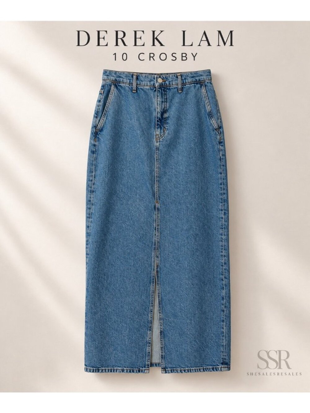 Derek Lam 10 Crosby Denim Maxi Skirt 29 Blue High Rise Front Slit Cotton